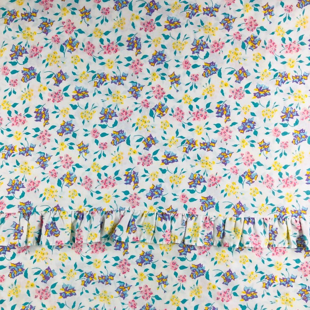 RARE Vtg OshKosh B'Gosh Twin Flat Percale Sheet Floral Ruffled USA Cottagecore
